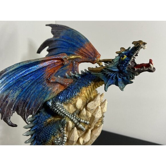 Magic Mystical Blue Dragon Climbing on Crystal Rock Collectible 14" Figurine - Picture 11 of 16